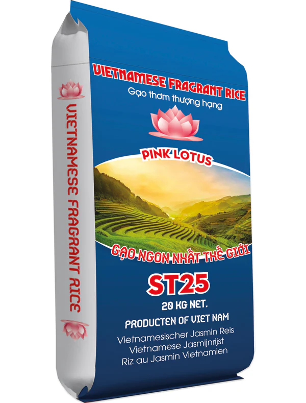 Gạo st25 PINK LOTUS Vietnamese Jasmine Rice ST25 20Kg – Gạo ST25 cao cấp