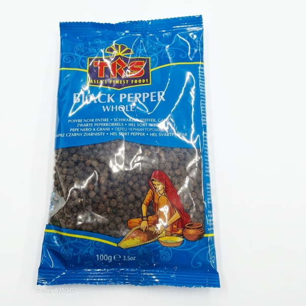 BLACK PEPPER GANZ 100g - Schwarze Pfefferkörner (Black Pepper Whole), Marke TRS